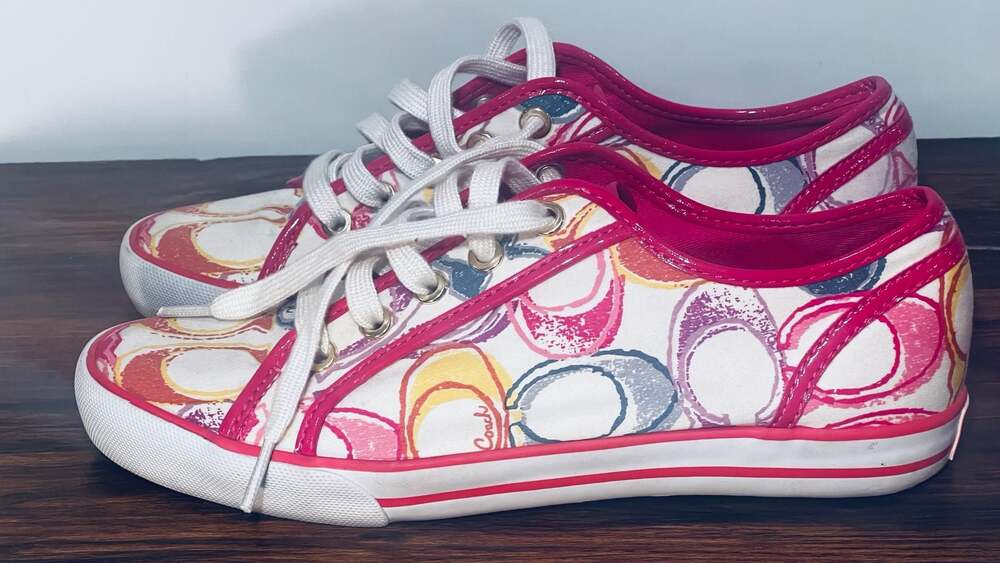 Coach Signature Print Canvas Sneakers Pink Multicolor Women Size 7.5 - Picture 5 of 11